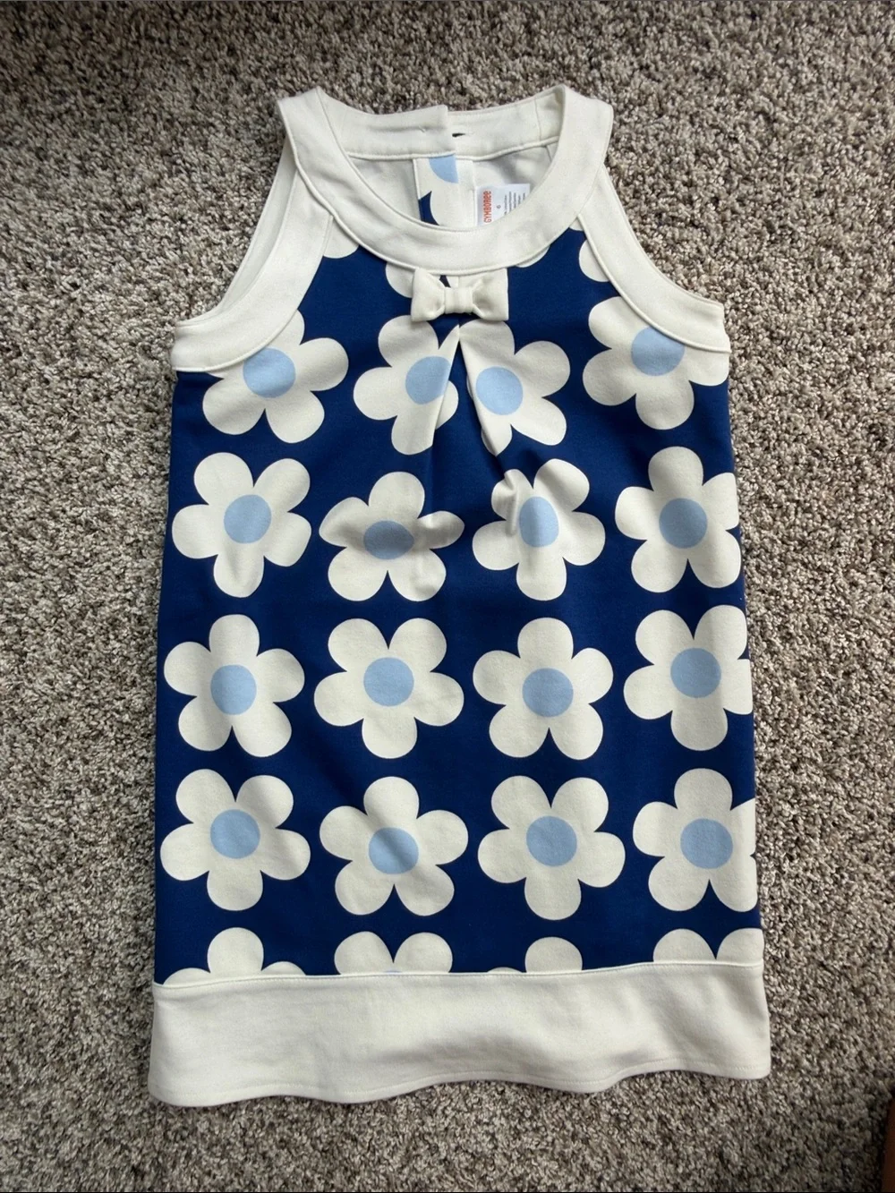 NWOT Gymboree Navy Floral Tank Dress White Trim and Light Blue Centers size 6